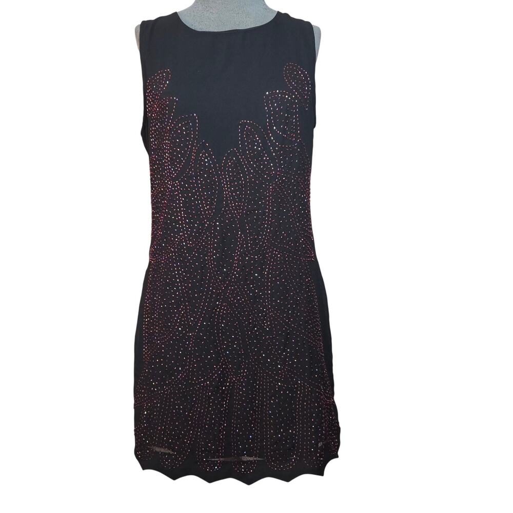 Black Beaded Sleeveless Dress Size Medium